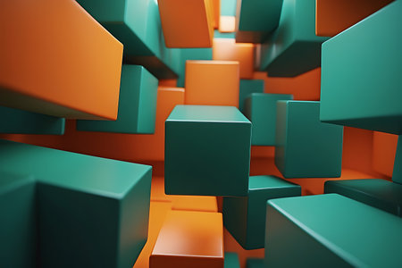 Abstract 3d rendering of geometric shapes. Futuristic background with cubes.の素材