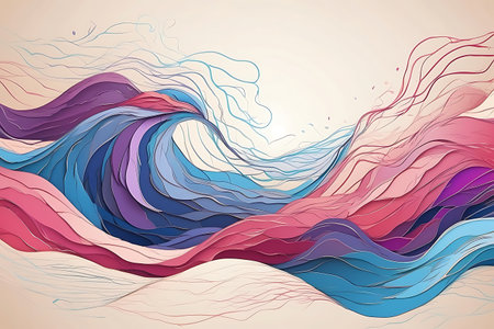 Abstract colorful background with waves. Vector illustration for your design.の素材