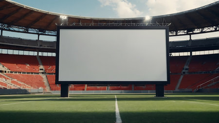 Blank billboard in the football stadium. 3d rendering mock upの素材