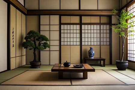 Japanese style room, japanese style,3d rendering.の素材