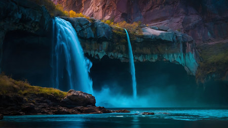 Waterfall in Zion National Park, Utah, United States of Americaの素材