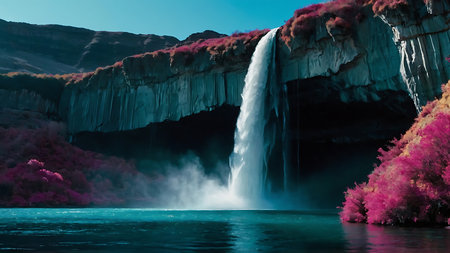 Skogafoss waterfall in Iceland, Europe. Autumn season.の素材