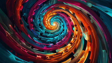 Abstract spiral background. 3d rendering, 3d illustration. Computer digital drawing.の素材