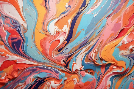 Abstract background of acrylic paint in blue, pink and orange tones.の素材