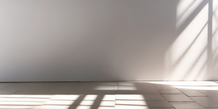 Empty room with sunlight and shadow on the wall. 3d renderingの素材