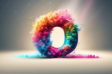 Colorful explosion font, letter O. 3d rendering abcの素材