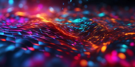 3d rendering of abstract particles in empty space. Futuristic background with depth of field and bokeh.の素材