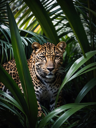 Portrait of a leopard in a jungle, Sri Lanka.の素材