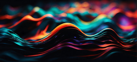 3d rendering of abstract wavy background with glowing effect. Futuristic technology style.の素材