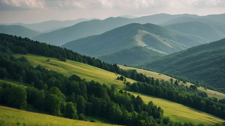 Beautiful summer landscape in the Carpathian Mountains, Ukraine.の素材