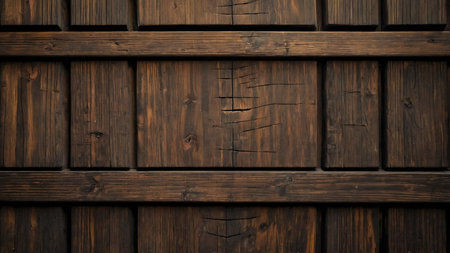 Old wooden wall background or texture. Dark brown wood plank wall.の素材