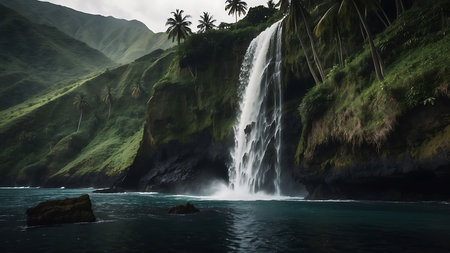 Waterfall in Maui, Hawaii, United States of America.の素材