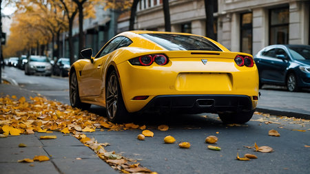 Yellow Porsche 911 Turbo S in Stockholm.の素材