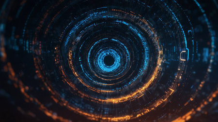 Futuristic technology background design with glowing particles. 3d renderingの素材