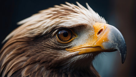Close up portrait of the head of a majestic eagle (Haliaeetus leucocephalus)の素材
