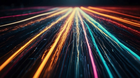 abstract of speed motion light on the road at night for background usedの素材