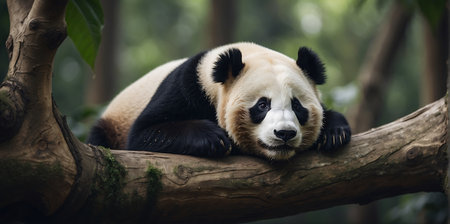 A giant panda in the zoo, Chengdu, China.の素材