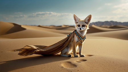 Cute chihuahua in the desert. 3d renderingの素材