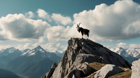 Goat on the top of a mountain in the Dolomitesの素材