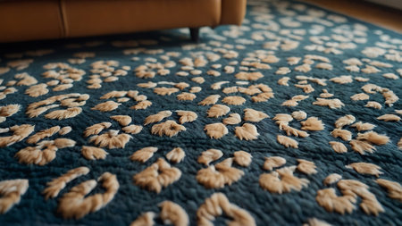 Close up of carpet and sofa in living room at home. Selective focus.の素材