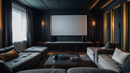 Luxury living room interior with sofa, tv and TV setの素材