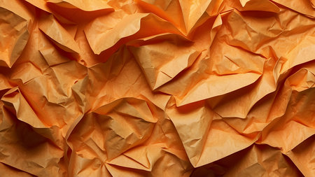 Orange crumpled paper as a background. Close-up.の素材