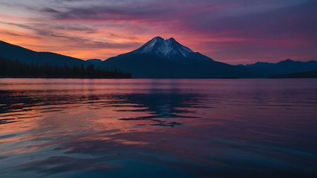 Mount Rainier National Park, Washington, USA. Sunrise over the lake.の素材