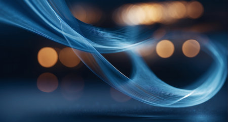 Abstract blue background with bokeh defocused lights and copy spaceの素材