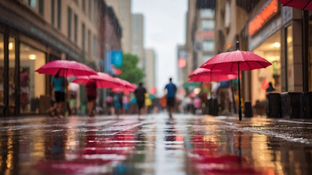 Rainy day in New York City, USA. Intentional motion blurの素材
