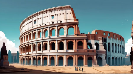 Colosseum in Rome, Italy. 3D rendered illustrationの素材