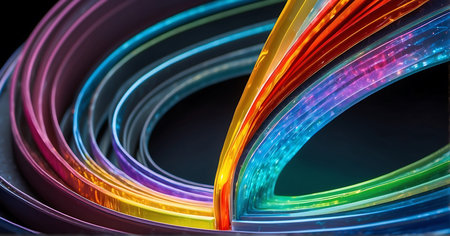 3d illustration of abstract colorful background with blurred lights and copy spaceの素材