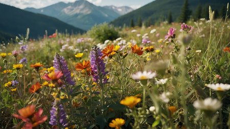 Wildflowers in the high alpine meadows of Alaska.の素材