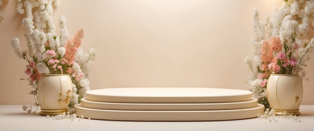 3d render of minimal display podium for product presentation with copy space.の素材