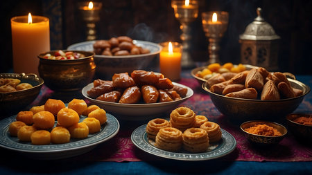 Dates and sweets for Dussehra festival in India.の素材
