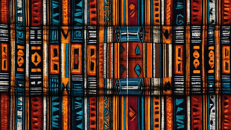 Colorful African fabric pattern, close-up. Abstract background.の素材