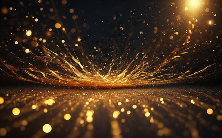 Abstract golden background with sparkles and bokeh. 3d renderingの素材
