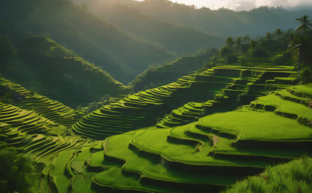Rice fields on terraced of Bali island, Indonesia.の素材