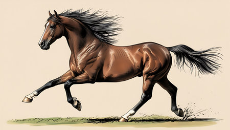 Horse run gallop vector illustration. Side view of a horseの素材