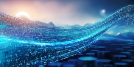 Digital technology background image with binary code. 3d rendering toned imageの素材