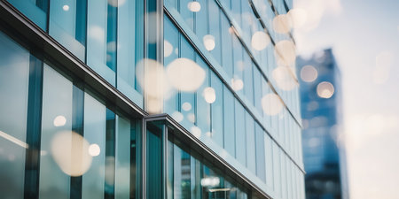 Modern office building with glass facade. Business background. Blur.の素材
