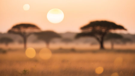 blur image of sunset in the savannah of africa.の素材