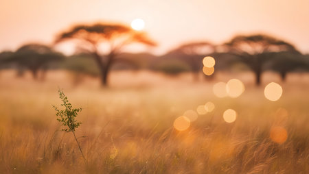 Sunset in the Okavango Delta - Moremi National Park in Botswanaの素材