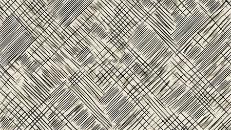 Seamless abstract geometric pattern in black and beige colors.の素材