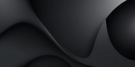 Black abstract background with wavy lines. 3d vector illustration.の素材