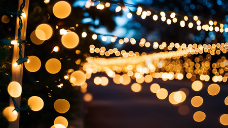 Bokeh of christmas lights on the street at night.の素材