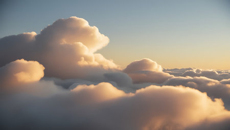 Cloudscape, Colored Clouds at Sunset near the Ocean on a Cloudy Dayの素材