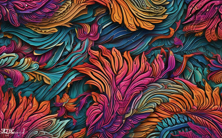 Abstract colorful background. Psychedelic fractal texture. Digital art. 3D rendering.の素材