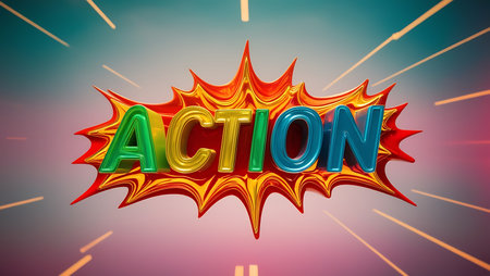 Action Comic Speech Bubble 3d Illustration Design. Abstract Background.の素材