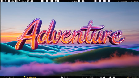 Alchemy Text in 3D Style with Colorful Clouds and Skyの素材