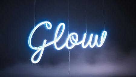 Glowing neon sign with the word Glowing in the dark, 3D renderingの素材